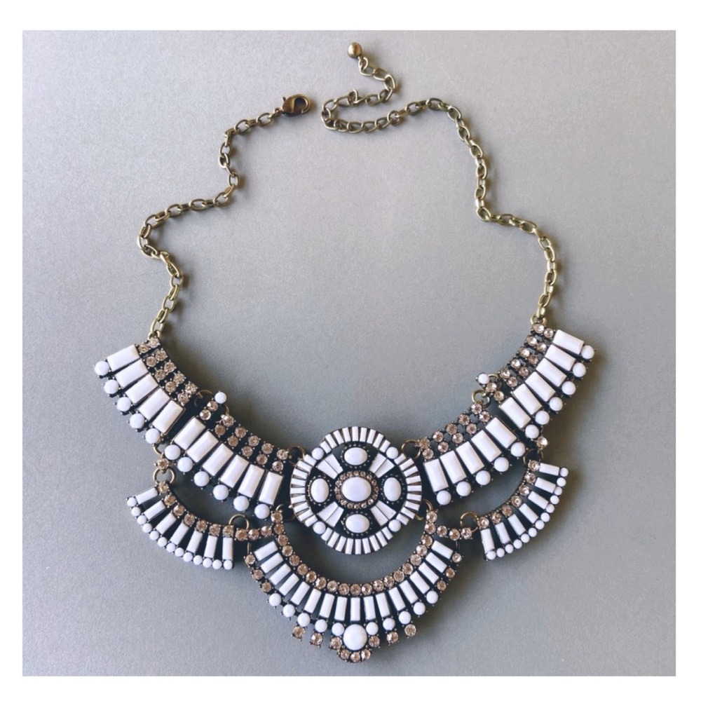 White Tile Statement Necklace NWT